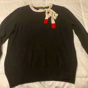Charter Club Luxury 100% Cashmere Sweater Bow Detail Black Size L